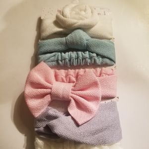 5 Infant Girl Headbands New 3 Months Fancy Bows